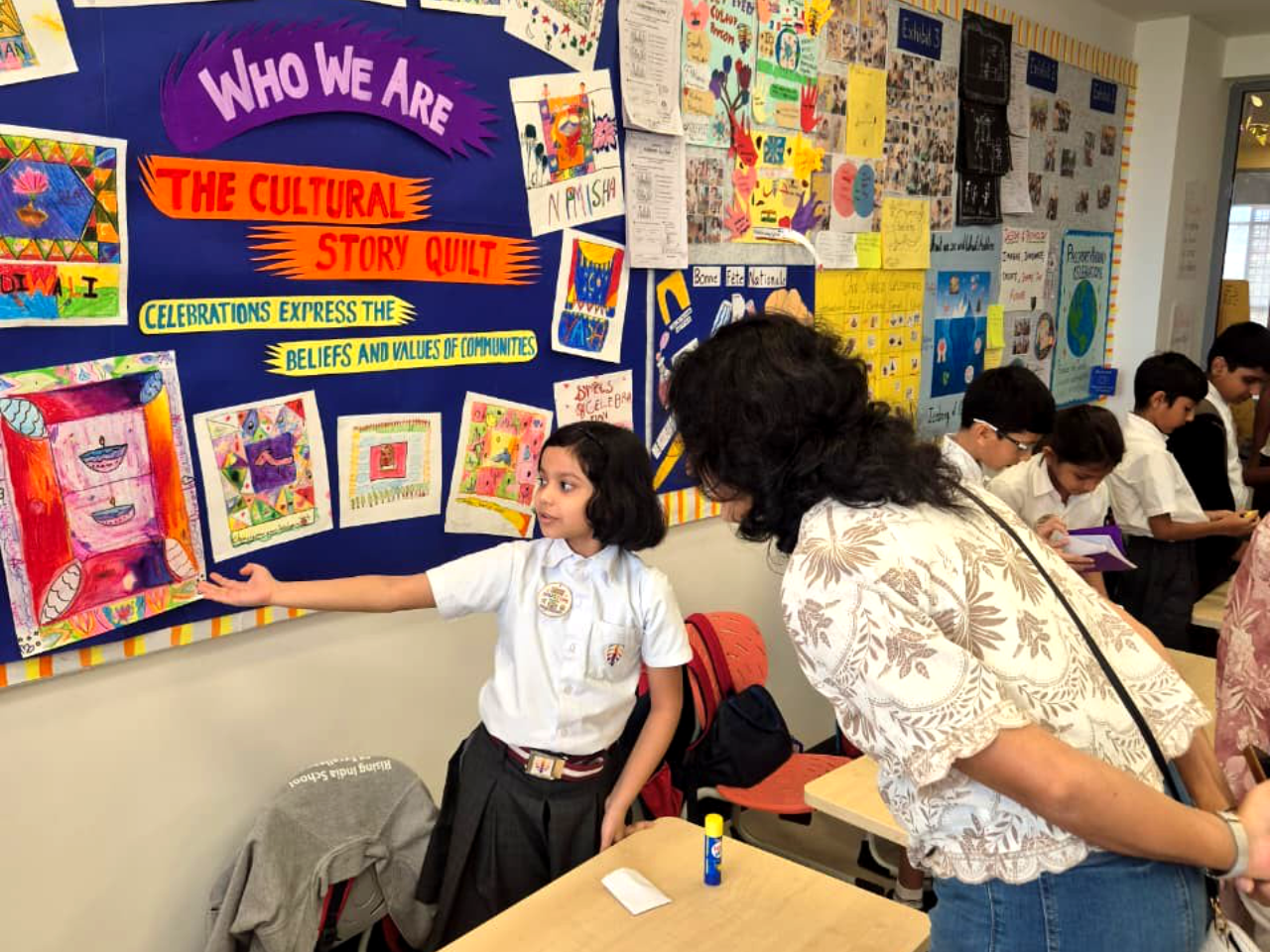 A RISE student presenting their art chart during a gallery walk activity