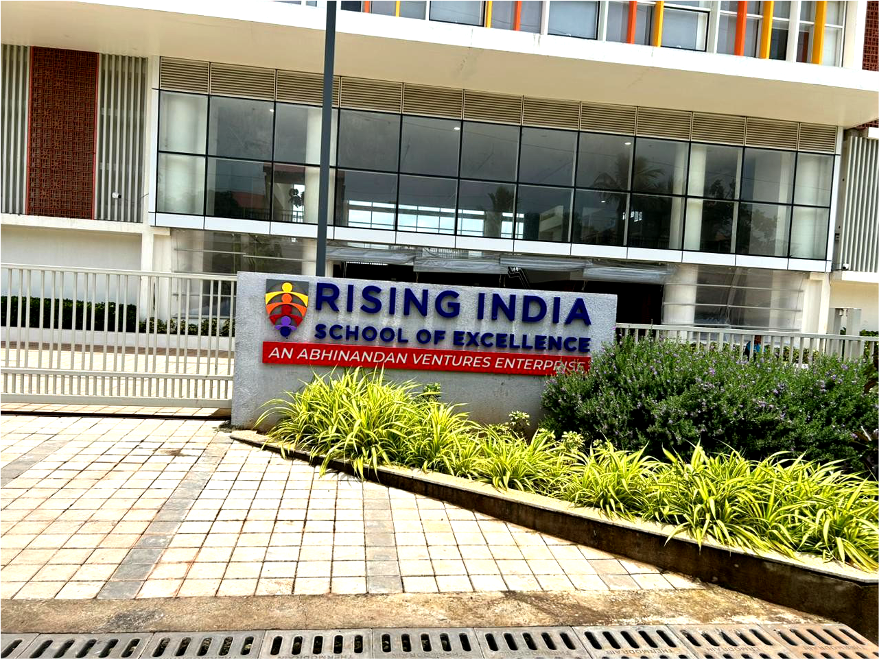Rising India School of Excellence entrance signage